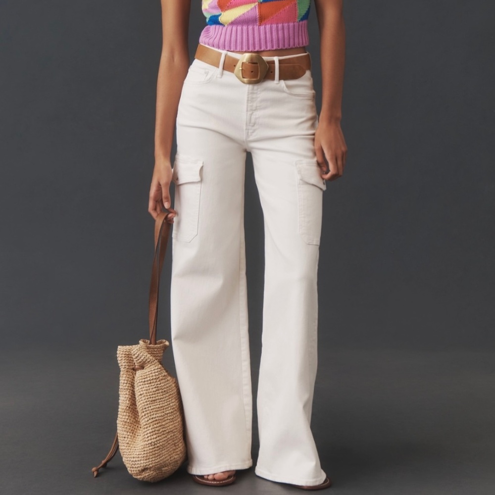 MOTHER The Undercover Sneak Cargo Pants Cream Puffs SZ 32